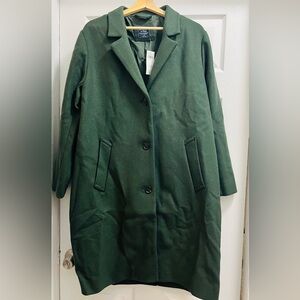 Abercrombie & Fitch Wool-Blend Tailored Topcoat. Green. Size XL